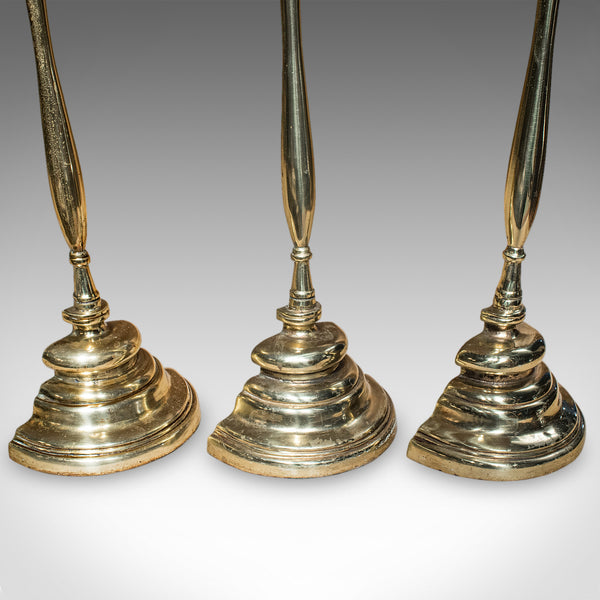 Rare Antique Trio of Door Butlers, English, Brass Doorstop, Edwardian, C.1910