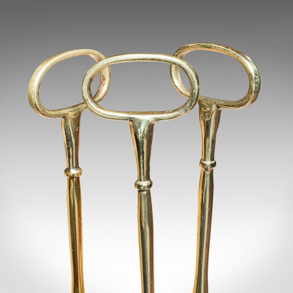 Rare Antique Trio of Door Butlers, English, Brass Doorstop, Edwardian, C.1910