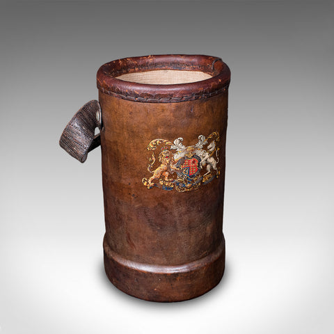Vintage Decorative Stick Stand, English Leather Office Waste Basket, Storage Bin