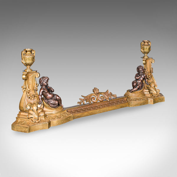 Antique Adjustable Fireplace Fender, English Brass, Fire Kerb, Victorian, C.1880