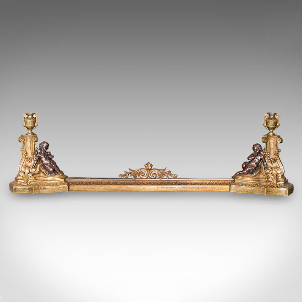 Antique Adjustable Fireplace Fender, English Brass, Fire Kerb, Victorian, C.1880