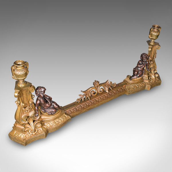 Antique Adjustable Fireplace Fender, English Brass, Fire Kerb, Victorian, C.1880