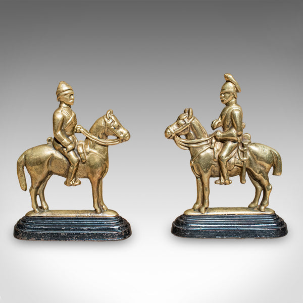 Pair of Antique Mounted Horse Rider Bookends, English, Book Rests, Victorian
