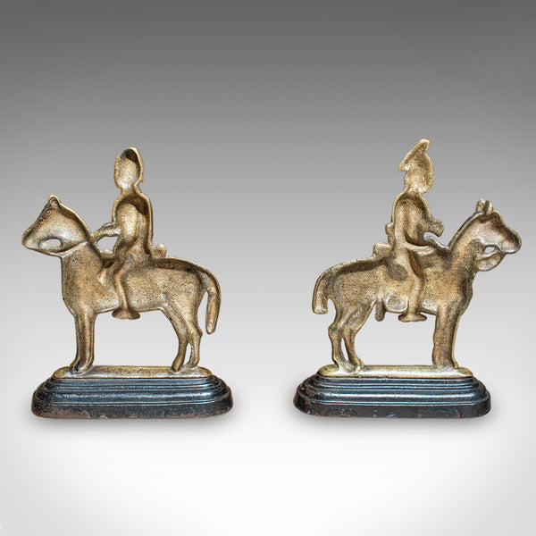 Pair of Antique Mounted Horse Rider Bookends, English, Book Rests, Victorian