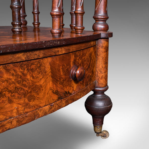 Antique Canterbury Stand, English, Burr Walnut, Newspaper, Magazine, Regency