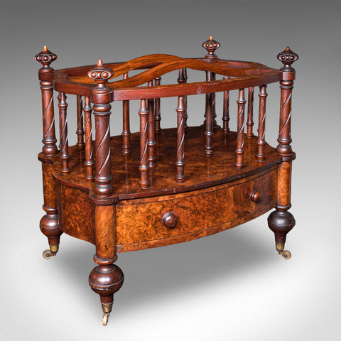 Antique Canterbury Stand, English, Burr Walnut, Newspaper, Magazine, Regency
