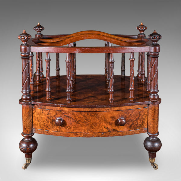 Antique Canterbury Stand, English, Burr Walnut, Newspaper, Magazine, Regency
