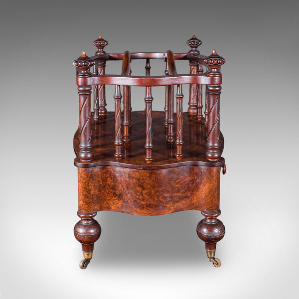 Antique Canterbury Stand, English, Burr Walnut, Newspaper, Magazine, Regency