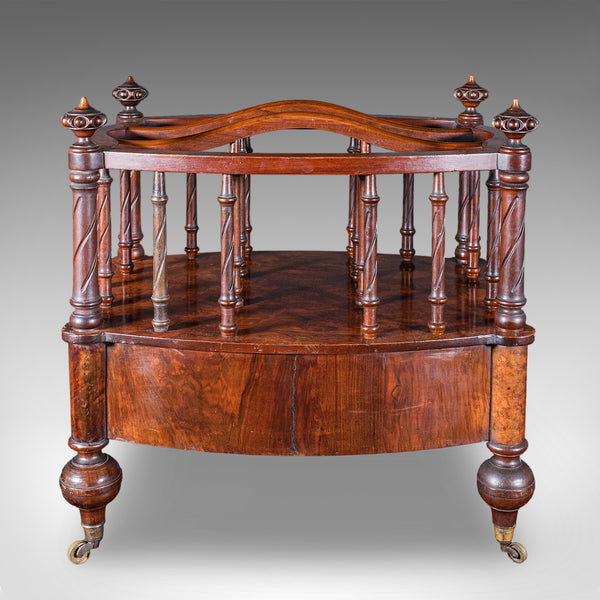 Antique Canterbury Stand, English, Burr Walnut, Newspaper, Magazine, Regency