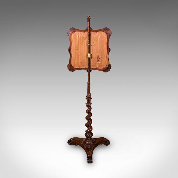 Antique Pole Screen, English, Adjustable Fireside Heat Reflector, William IV
