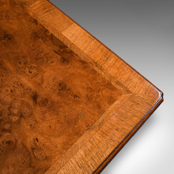 Quality Vintage Georgian Revival Lowboy, English, Burr Walnut, Side, Hall Table