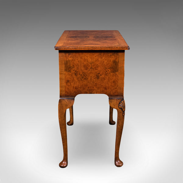 Quality Vintage Georgian Revival Lowboy, English, Burr Walnut, Side, Hall Table