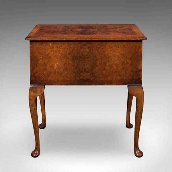 Quality Vintage Georgian Revival Lowboy, English, Burr Walnut, Side, Hall Table