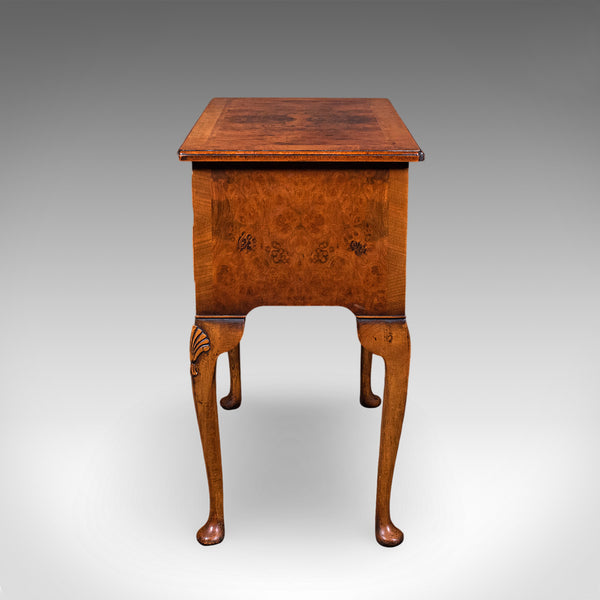 Quality Vintage Georgian Revival Lowboy, English, Burr Walnut, Side, Hall Table