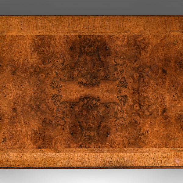 Quality Vintage Georgian Revival Lowboy, English, Burr Walnut, Side, Hall Table