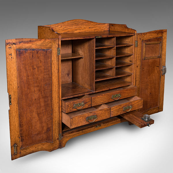 Antique Estate Gamekeeper's Cabinet, Scottish, Oak, Clerk's Cupboard, Victorian