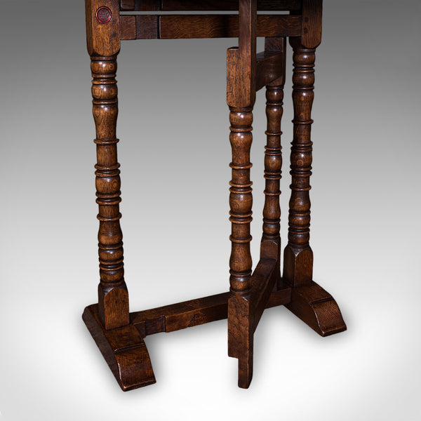 Vintage Folding Oval Occasional Table, English, Gate Leg, Side, Jacobean Revival