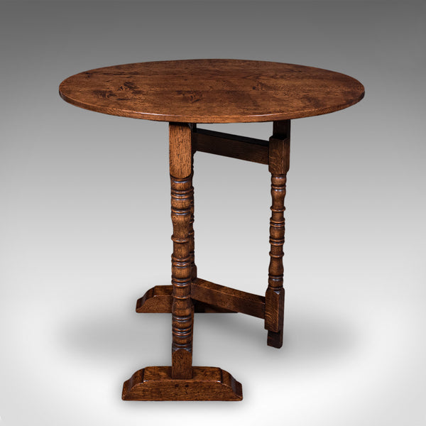 Vintage Folding Oval Occasional Table, English, Gate Leg, Side, Jacobean Revival