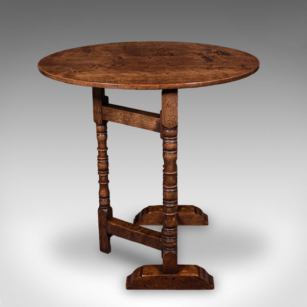 Vintage Folding Oval Occasional Table, English, Gate Leg, Side, Jacobean Revival