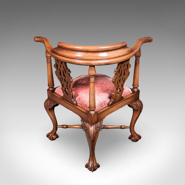 Antique Corner Armchair, English, Dressing Seat, Georgian Revival, Edwardian