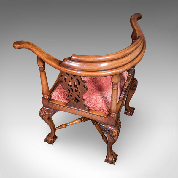 Antique Corner Armchair, English, Dressing Seat, Georgian Revival, Edwardian