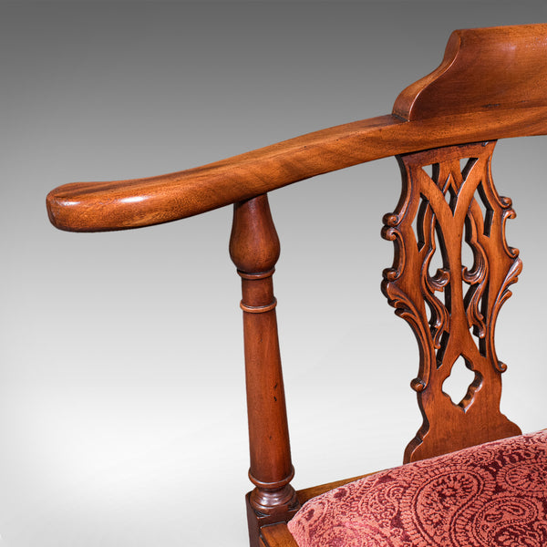 Antique Corner Armchair, English, Dressing Seat, Georgian Revival, Edwardian