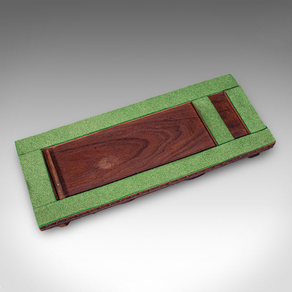 Vintage Elephant Motif Book Slide, Anglo-Indian, Teak, Library Stand, Art Deco