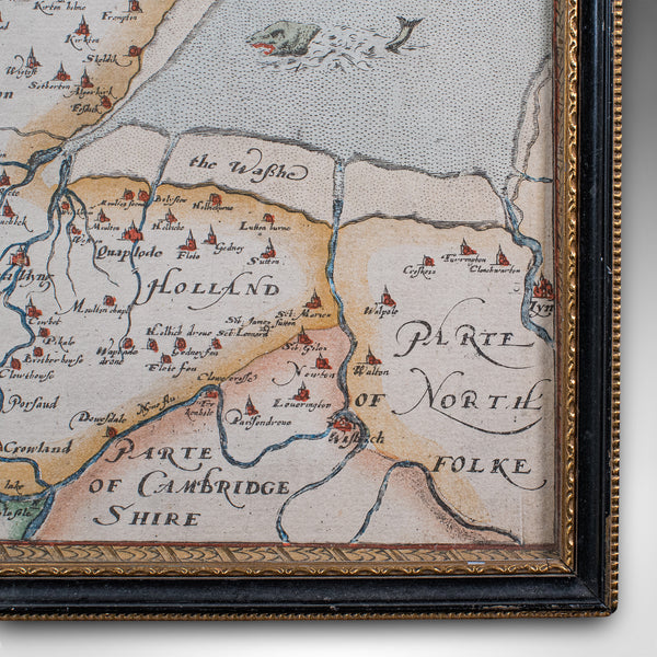 Vintage Map, Lincoln, Nottingham, English, After Christopher Saxton, Cartography