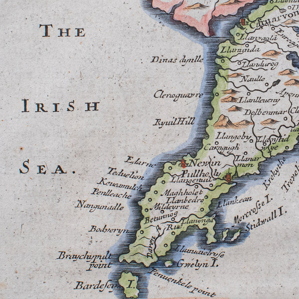 Antique Dual Sided Carnarvonshire Map, Atlas Excerpt, North Wales, Cartography