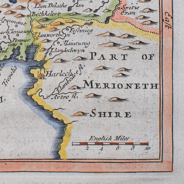 Antique Dual Sided Carnarvonshire Map, Atlas Excerpt, North Wales, Cartography