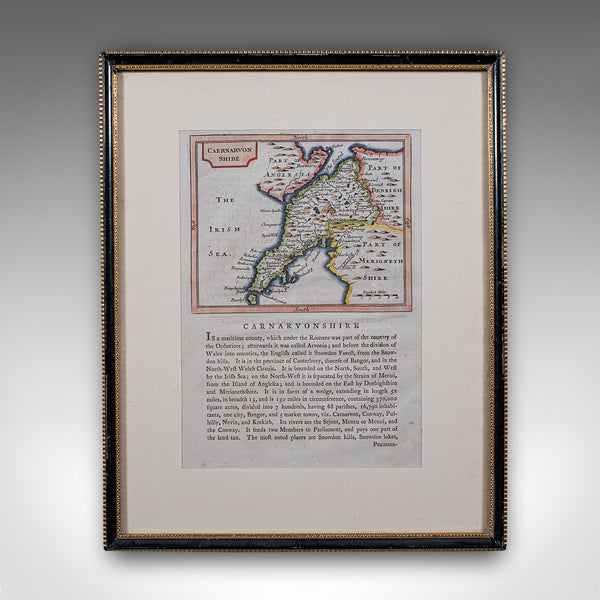 Antique Dual Sided Carnarvonshire Map, Atlas Excerpt, North Wales, Cartography