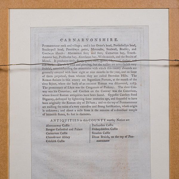Antique Dual Sided Carnarvonshire Map, Atlas Excerpt, North Wales, Cartography