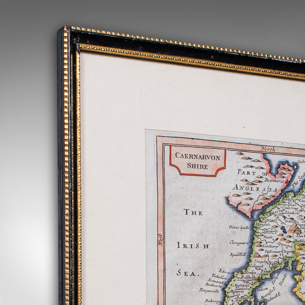 Antique Dual Sided Carnarvonshire Map, Atlas Excerpt, North Wales, Cartography