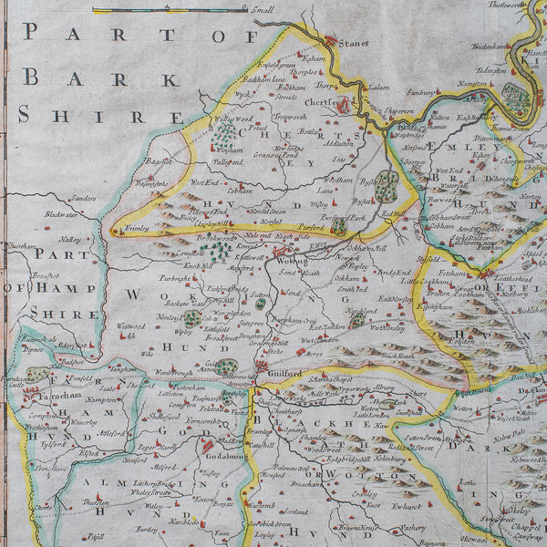 Antique Surrey Map, English, County Cartography, Atlas, Robert Morden, C.1700