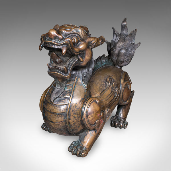 Large Vintage Pixiu Statue, Oriental, Bronze, Mythological, Figure, Feng Shui