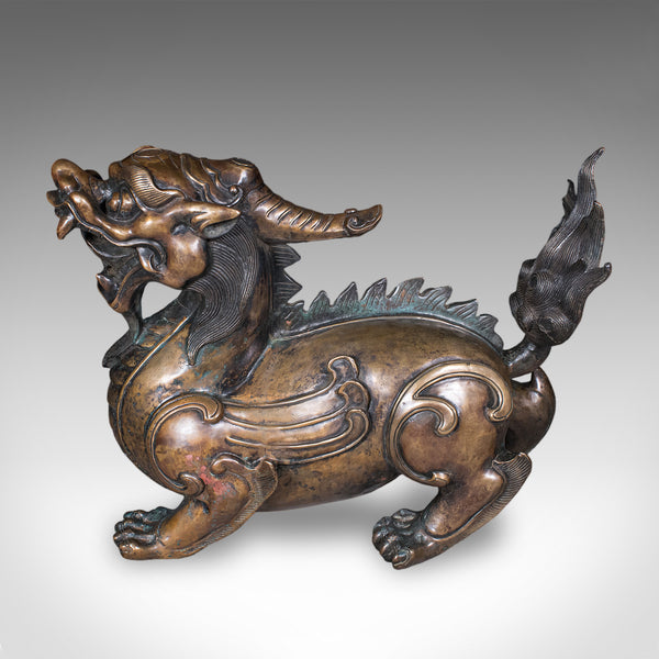 Large Vintage Pixiu Statue, Oriental, Bronze, Mythological, Figure, Feng Shui