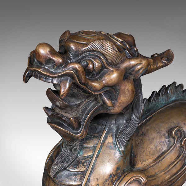 Large Vintage Pixiu Statue, Oriental, Bronze, Mythological, Figure, Feng Shui