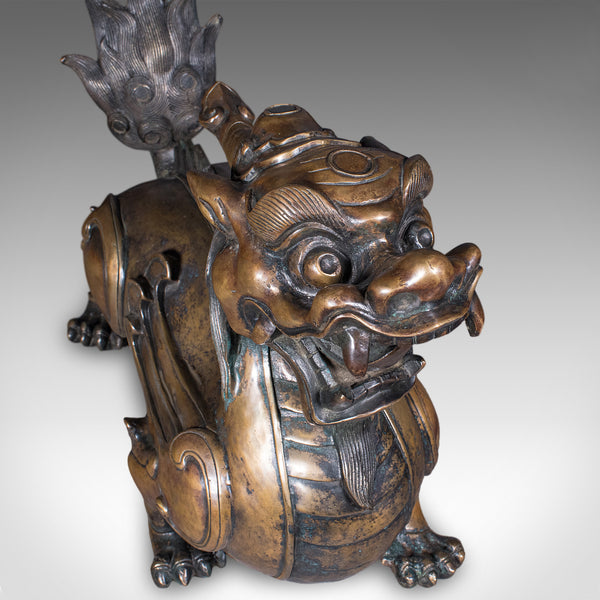 Large Vintage Pixiu Statue, Oriental, Bronze, Mythological, Figure, Feng Shui