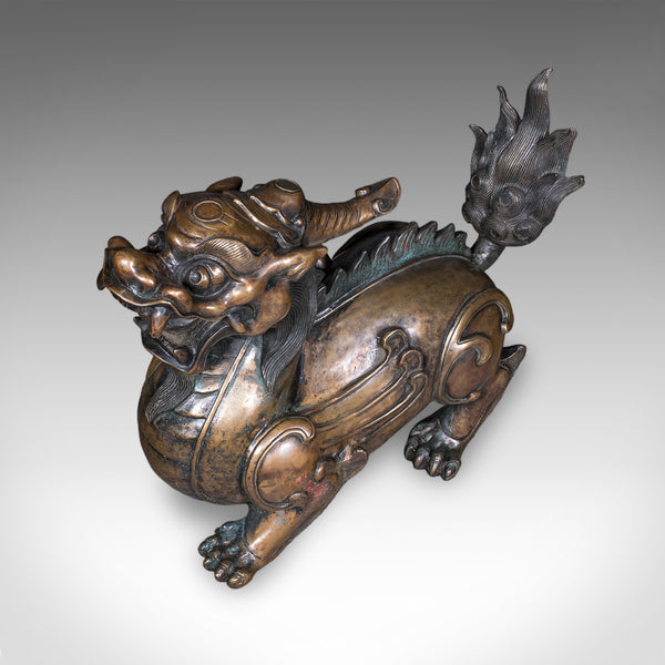 Large Vintage Pixiu Statue, Oriental, Bronze, Mythological, Figure, Feng Shui