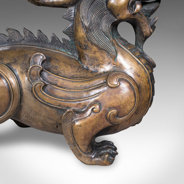 Large Vintage Pixiu Statue, Oriental, Bronze, Mythological, Figure, Feng Shui