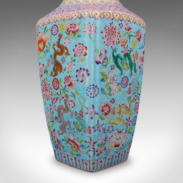 Vintage Famille Rose Display Vase, Oriental, Ceramic, Flower Urn, Art Deco, 1940
