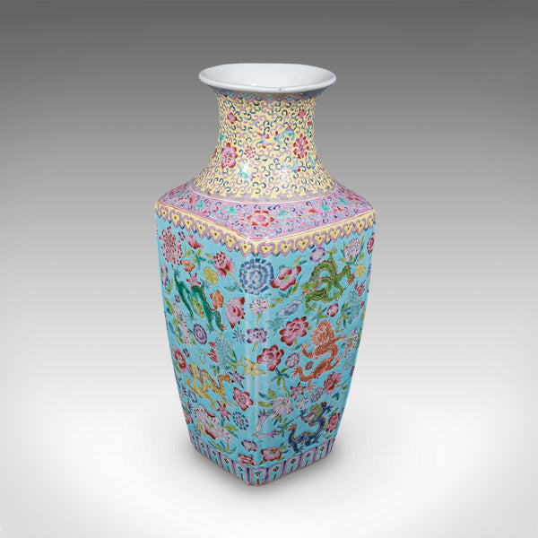 Vintage Famille Rose Display Vase, Oriental, Ceramic, Flower Urn, Art Deco, 1940