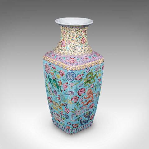 Vintage Famille Rose Display Vase, Oriental, Ceramic, Flower Urn, Art Deco, 1940