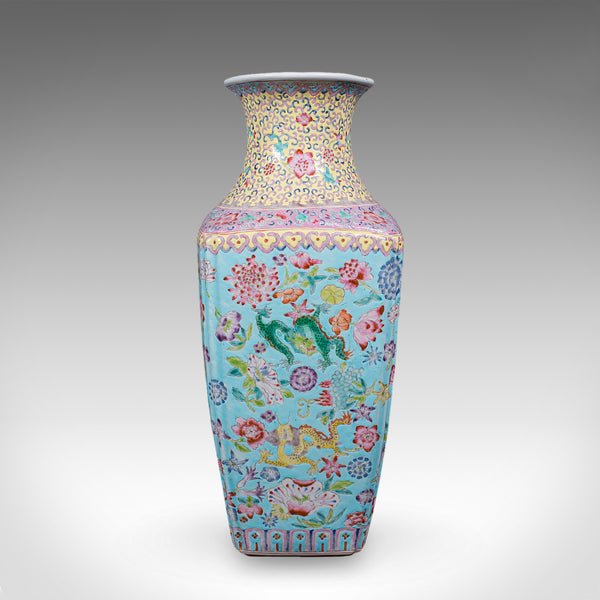 Vintage Famille Rose Display Vase, Oriental, Ceramic, Flower Urn, Art Deco, 1940