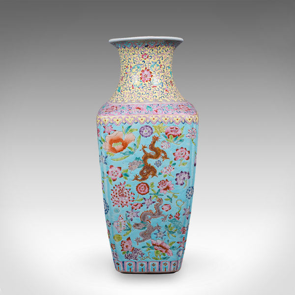 Vintage Famille Rose Display Vase, Oriental, Ceramic, Flower Urn, Art Deco, 1940