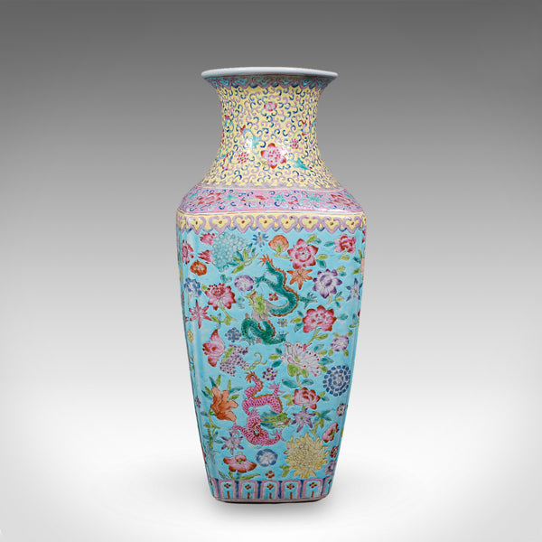 Vintage Famille Rose Display Vase, Oriental, Ceramic, Flower Urn, Art Deco, 1940