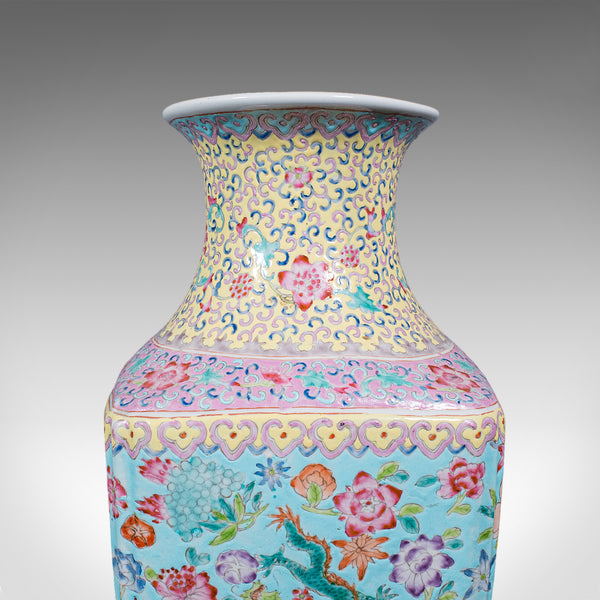 Vintage Famille Rose Display Vase, Oriental, Ceramic, Flower Urn, Art Deco, 1940