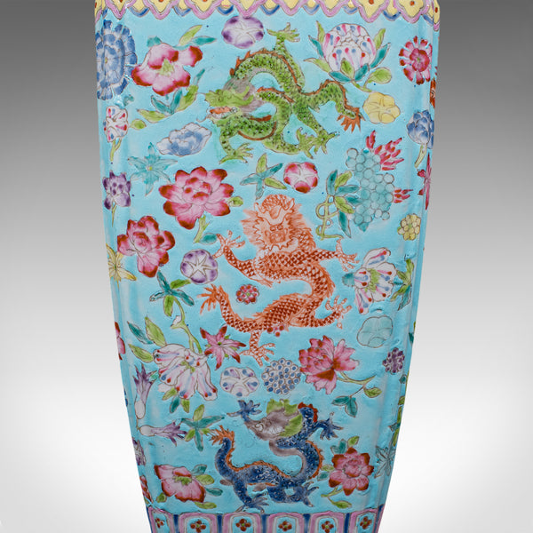 Vintage Famille Rose Display Vase, Oriental, Ceramic, Flower Urn, Art Deco, 1940