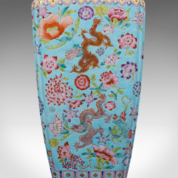 Vintage Famille Rose Display Vase, Oriental, Ceramic, Flower Urn, Art Deco, 1940
