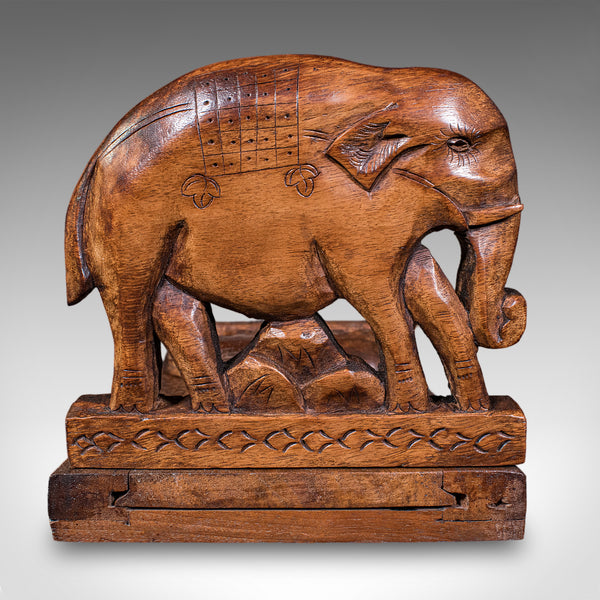 Vintage Carved Elephant Book Slide, Anglo-Indian, Colonial, Library, Art Deco